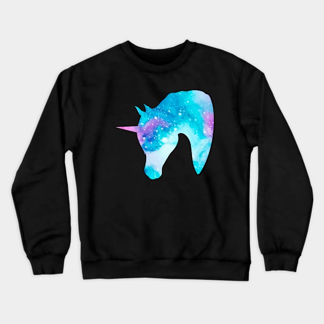 Galaxy Unicorn Head Crewneck Sweatshirt by Lady Lilac